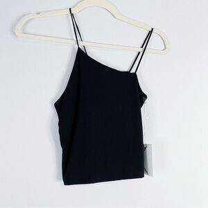 Good American - Black Asymmetrical Neckline Tank